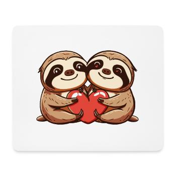 Couple de paresseux amoureux Animal Saint-Valentin - Tapis de souris (format paysage) - blanc - Devant