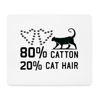 80% Cotton 20% Cat Hair funny Cats Sayings - Mousepad (Querformat) - Weiß - Vorne