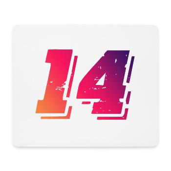14 Zahl Symbol - Mousepad (Querformat) - Weiß - Vorne