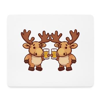 Elch Comic Bier Lustig Saufen - Mousepad (Querformat) - Weiß - Vorne