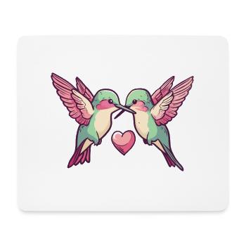 Colibri Oiseau Couple Amoureux Animal Saint-Valentin - Tapis de souris (format paysage) - blanc - Devant