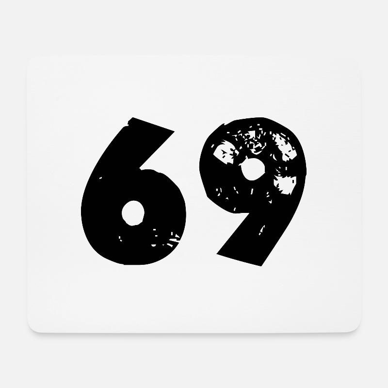 69 Zahl - Mousepad (Querformat) - Weiß