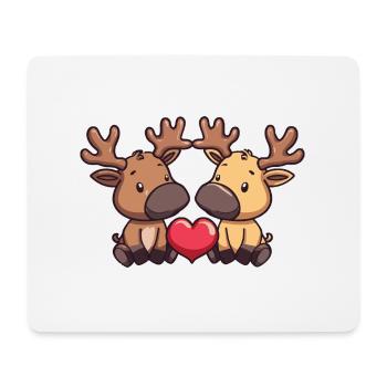 Elch Comic Paar Liebe - Mousepad (Querformat) - Weiß - Vorne