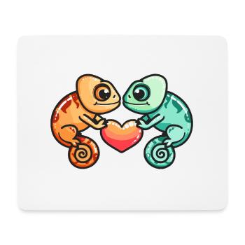 Couple Caméléon Amoureux Animal Saint Valentin - Tapis de souris (format paysage) - blanc - Devant