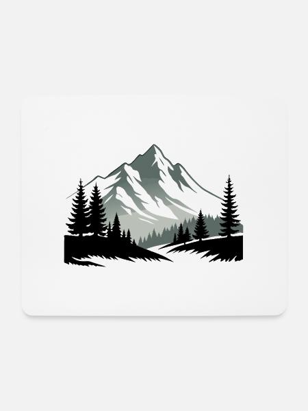 Die Alpen Berge im Wald Mountains in Forest Nature - Mousepad (Querformat) - Weiß