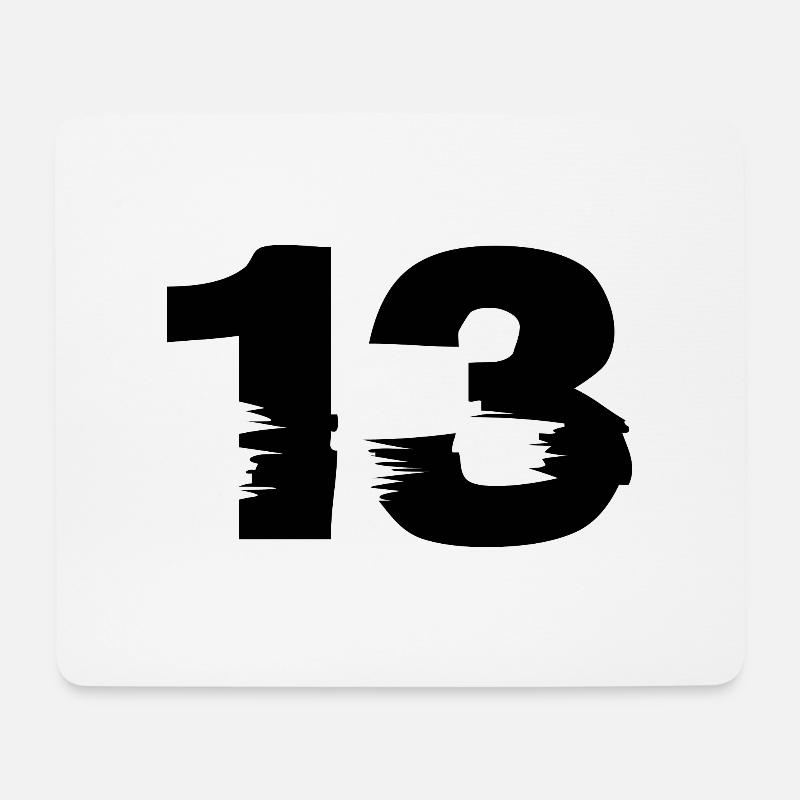 13 Zahl - Mousepad (Querformat) - Weiß