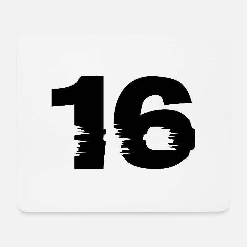 16 Zahl - Mousepad (Querformat) - Weiß