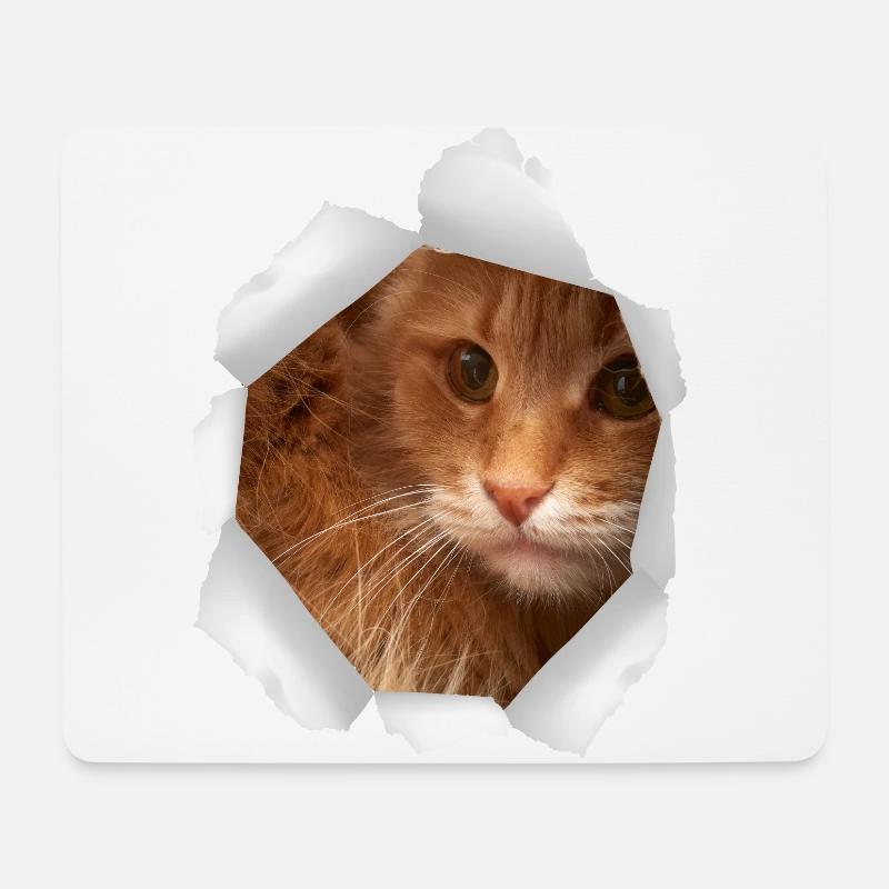 Katze Loch Papier - Mousepad (Querformat) - Weiß