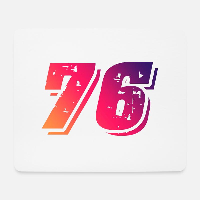 76 Zahl Symbol - Mousepad (Querformat) - Weiß