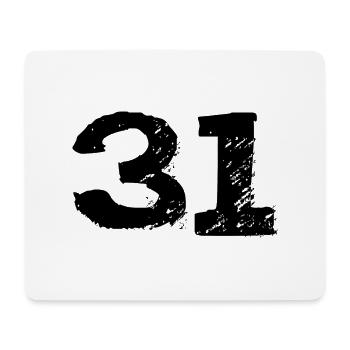 31 Zahl Trikot - Mousepad (Querformat) - Weiß - Vorne