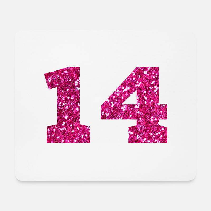 Nummer 14 Pink Glitter - 14. Geburtstag - Mousepad (Querformat) - Weiß