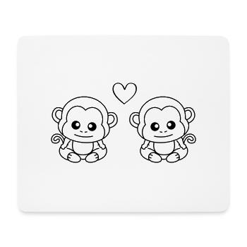 Affe Comic Paar Liebe - Mousepad (Querformat) - Weiß - Vorne