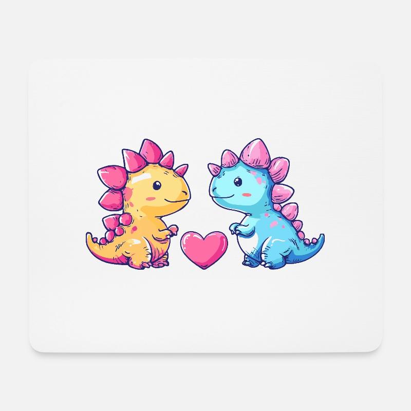 Dinosaurier stegosaurus Paar Liebe - Mousepad (Querformat) - Weiß