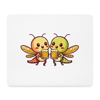 Libelle Bier Lustig Party - Mousepad (Querformat) - Weiß - Vorne