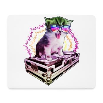 Katze Brille Turntable DJ Disco Club Nachtleben - Mousepad (Querformat) - Weiß - Vorne