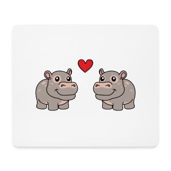 Nilpferd Comic Tier Paar Liebe - Mousepad (Querformat) - Weiß - Vorne