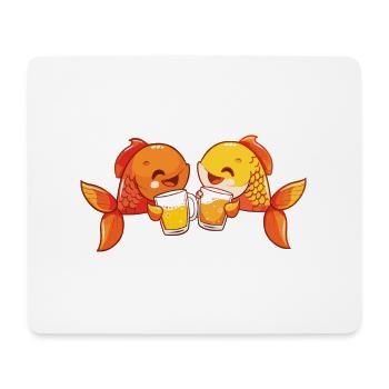 Goldfische Comic Bier Lustig Party - Mousepad (Querformat) - Weiß - Vorne