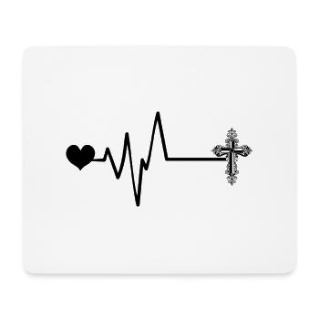 Croix, Pouls, Coeur, Amour, Christianisme - Tapis de souris (format paysage) - blanc - Devant