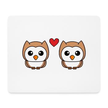 Eule Comic Paar Liebe - Mousepad (Querformat) - Weiß - Vorne