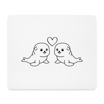 Seal Animal Couple Love - Mouse Pad (horizontal) - white - Front
