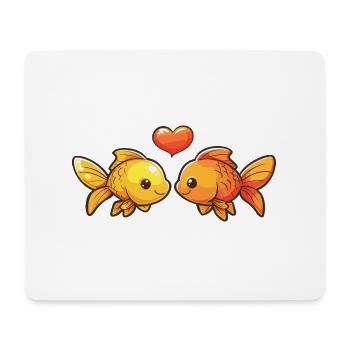Poisson rouge Couple Poissons Amoureux Animal Saint-Valentin - Tapis de souris (format paysage) - blanc - Devant