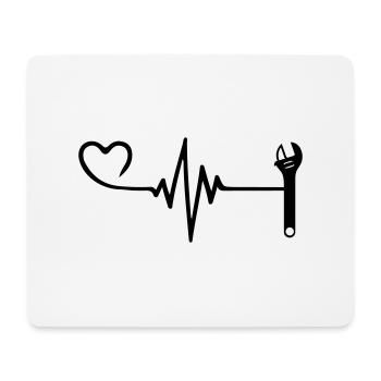 Wrench Pulse Heart Love - Mouse Pad (horizontal) - white - Front