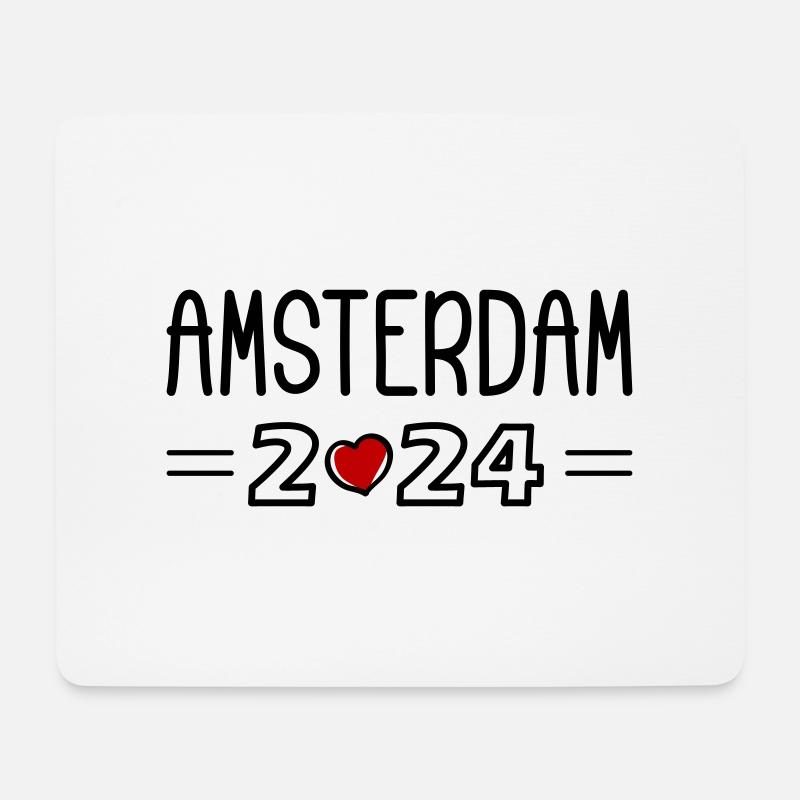 Amsterdam 2024 Herz - Mousepad (Querformat) - Weiß