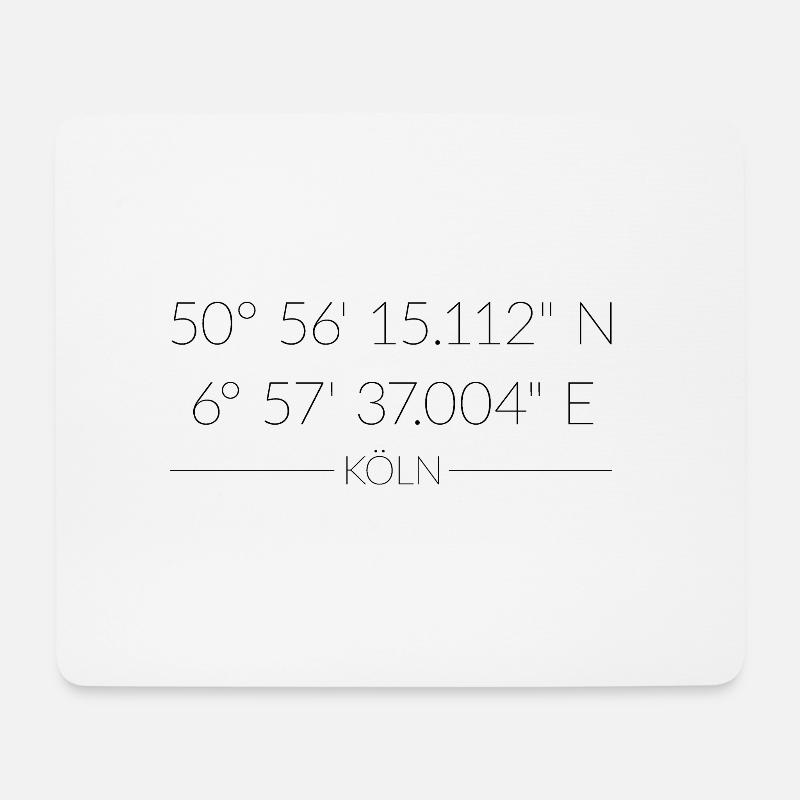 Köln Koordinaten - Mousepad (Querformat) - Weiß