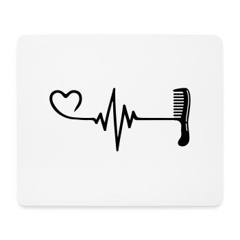 Comb Hairdresser Pulse Heart Love - Mouse Pad (horizontal) - white - Front