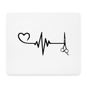 Schere Barber Puls Herz Liebe - Mousepad (Querformat) - Weiß - Vorne