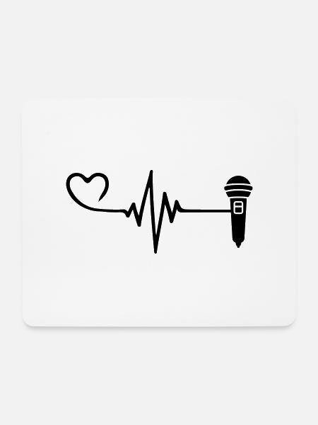 Mikrofon Puls Herz Liebe - Mousepad (Querformat) - Weiß