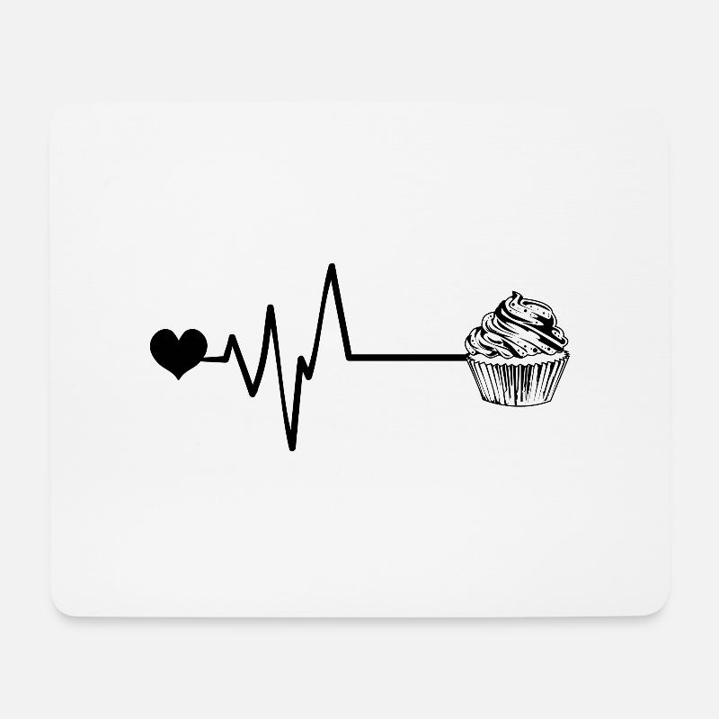 Muffin Puls Herz Liebe - Mousepad (Querformat) - Weiß