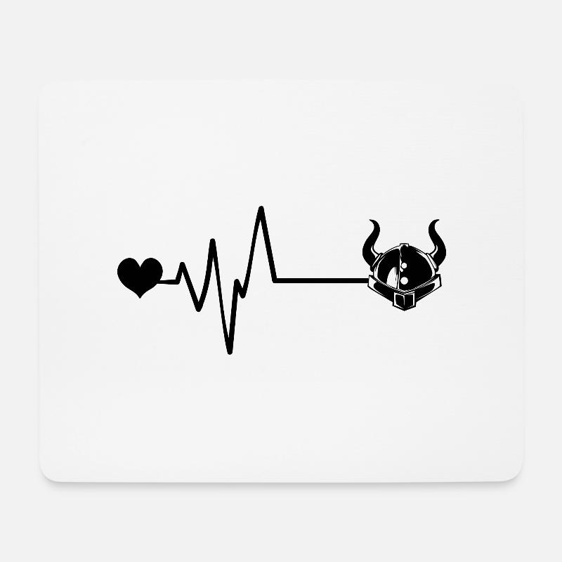 Wikinger Helm Puls Herz Liebe Valhalla - Mousepad (Querformat) - Weiß