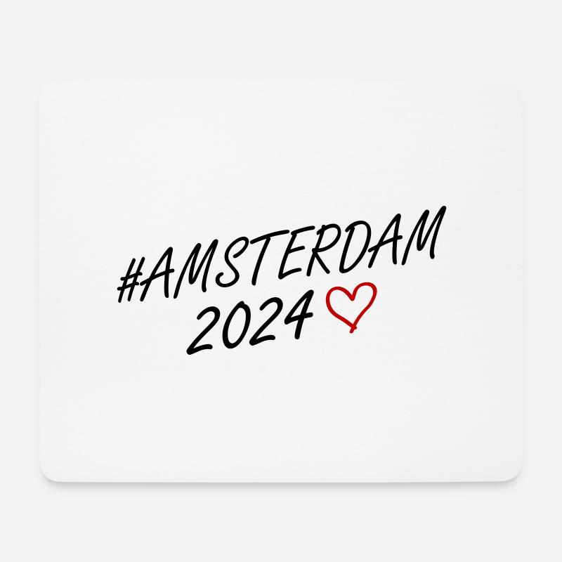 Amsterdam 2024 Herz Reise - Mousepad (Querformat) - Weiß