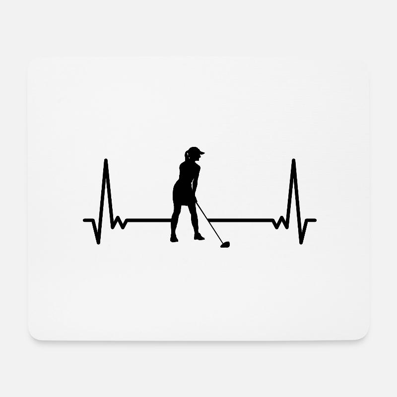 Herzklopfen Golfen Golf Golfing Golferin Golfer - Mousepad (Querformat) - Weiß