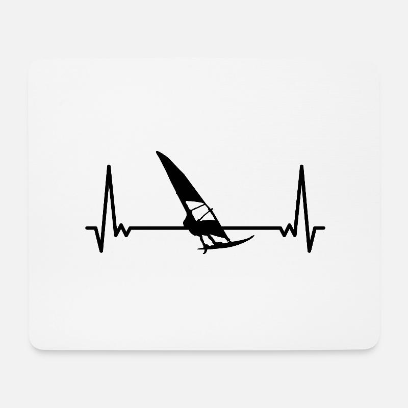 Herzschlag Surfen Windsurfen Windsurfer EKG - Mousepad (Querformat) - Weiß