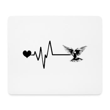 Colombe, Pouls, Paix, Coeur, Amour - Tapis de souris (format paysage) - blanc - Devant