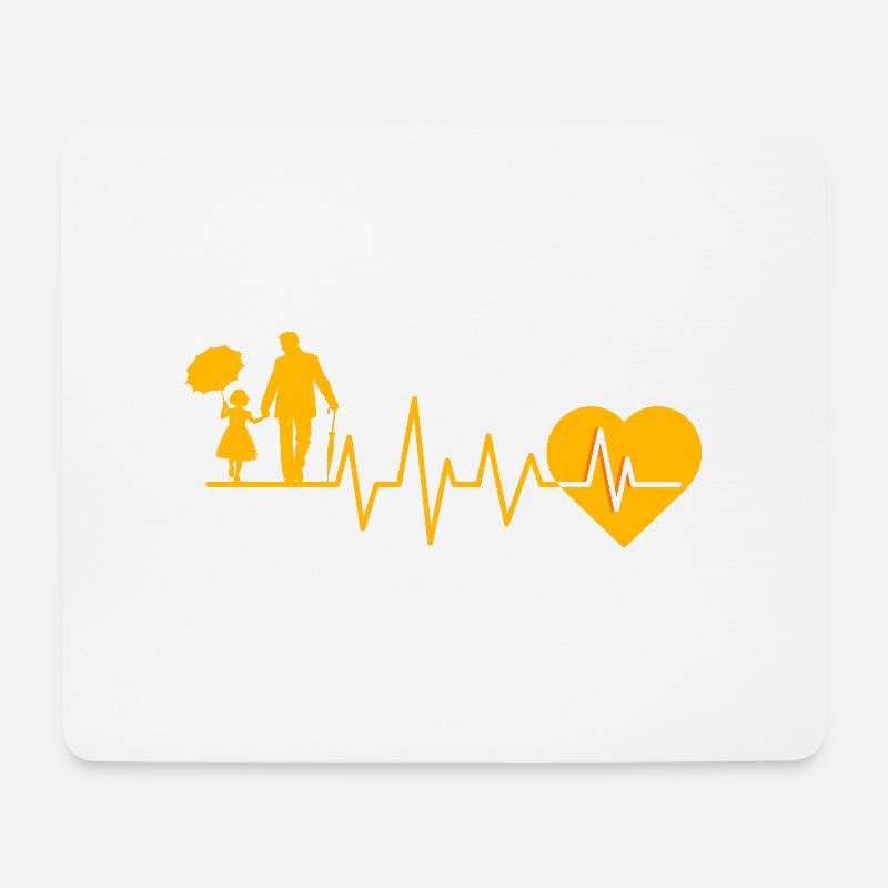 Herzschlag Vater Tochter - Mousepad (Querformat) - Weiß