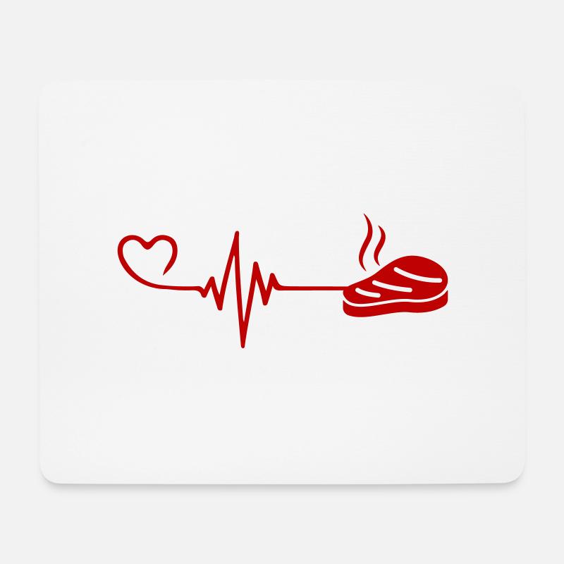 Steak Herzschlag Puls - Mousepad (Querformat) - Weiß