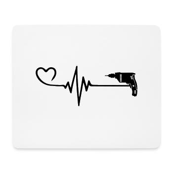 Drill Pulse Heart Love - Tapis de souris (format paysage) - blanc - Devant