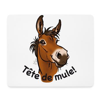 Mule, Tête de mule! (texte noir) - Tapis de souris (format paysage) - blanc - Devant