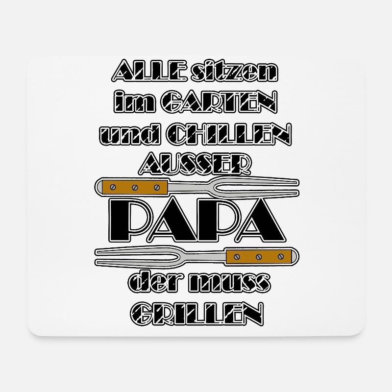 Lustiger Grill-Spruch - Papa Chillen Grillen - Mousepad (Querformat) - Weiß