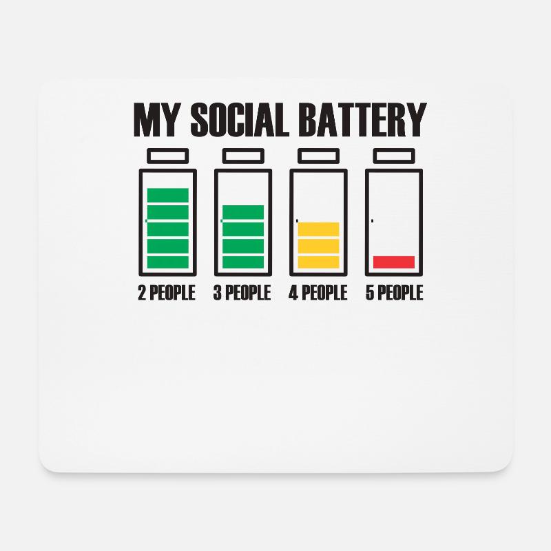 Introvertiert Social Battery Geschenkidee - Mousepad (Querformat) - Weiß