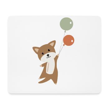 Chien vole avec des ballons vers le haut drôle animal - Tapis de souris (format paysage) - blanc - Devant