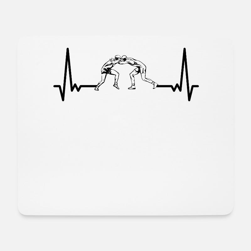 EKG Ringen Herzschlag Ringer Herzlinie Wrestling - Mousepad (Querformat) - Weiß