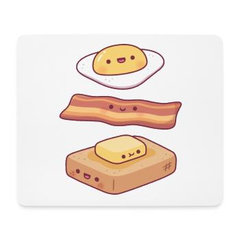 Mignon œuf, bacon, beurre et pain grillé petit-déjeuner - Tapis de souris (format paysage) - blanc - Devant