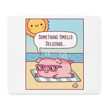 Le cochon prend un coup de soleil, quelque chose sent délicieux - Tapis de souris (format paysage) - blanc - Devant