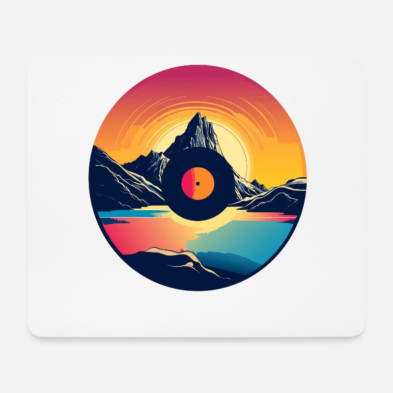 Vinyl verwandelt sich in Berglandschaft - Mousepad (Querformat) - Weiß