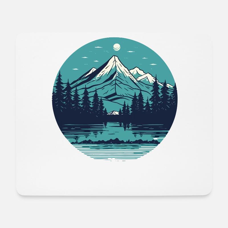 Stille Berge: Minimalistische Natur - Mousepad (Querformat) - Weiß