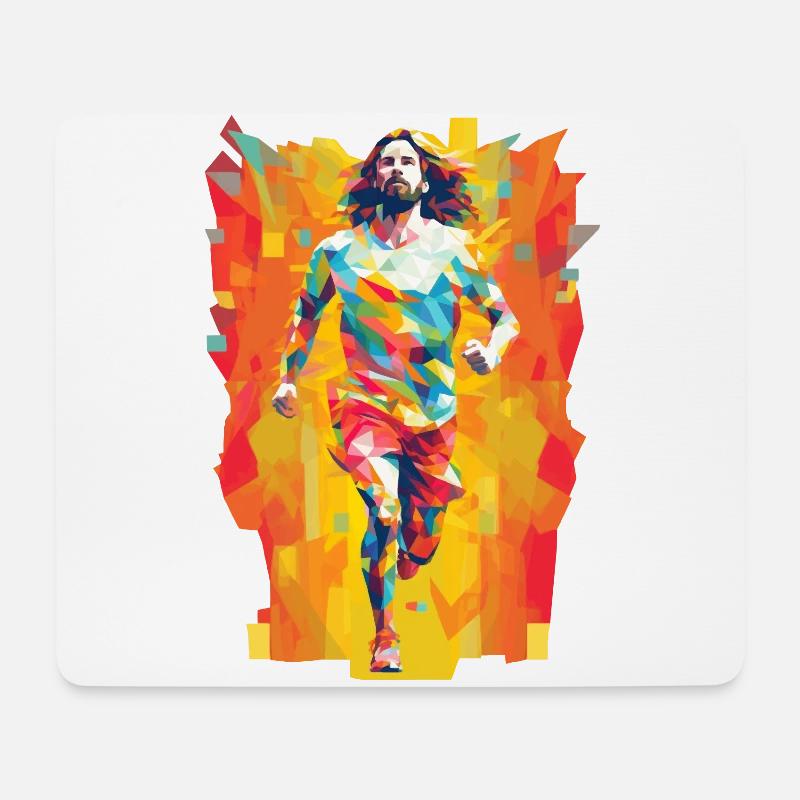Team Jesus Low Poly christlicher Held - Mousepad (Querformat) - Weiß